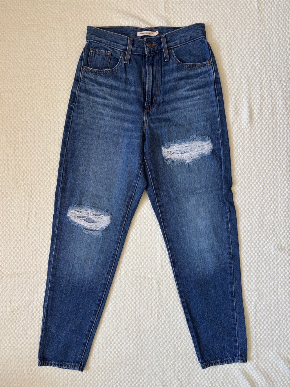 Levi's High-Rise Distressed Blue Jeans